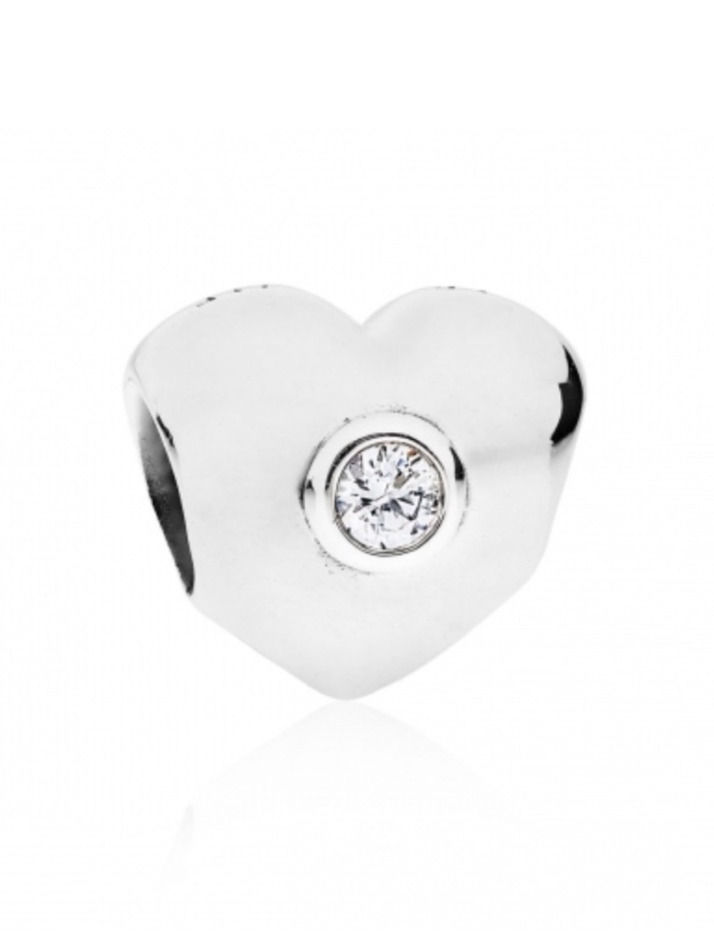 Pandora Sterling Silver Heart Charm with Clear Cubic Zirconia